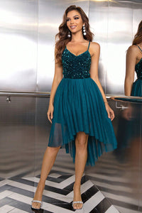 Sequin Spaghetti Strap High-Low Dress - Pahabu - Women's Clothing & Shop
