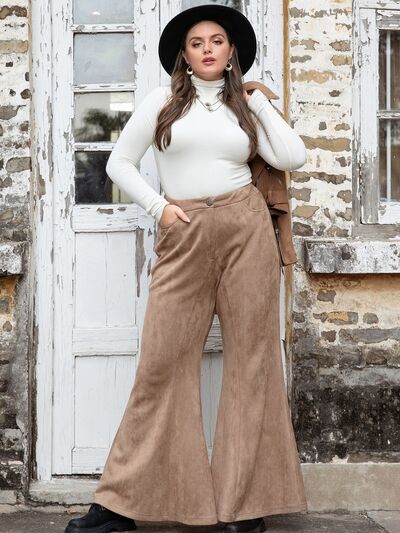 Plus Size Pocketed Flare Pants - Pahabu - Women's Clothing & Shop