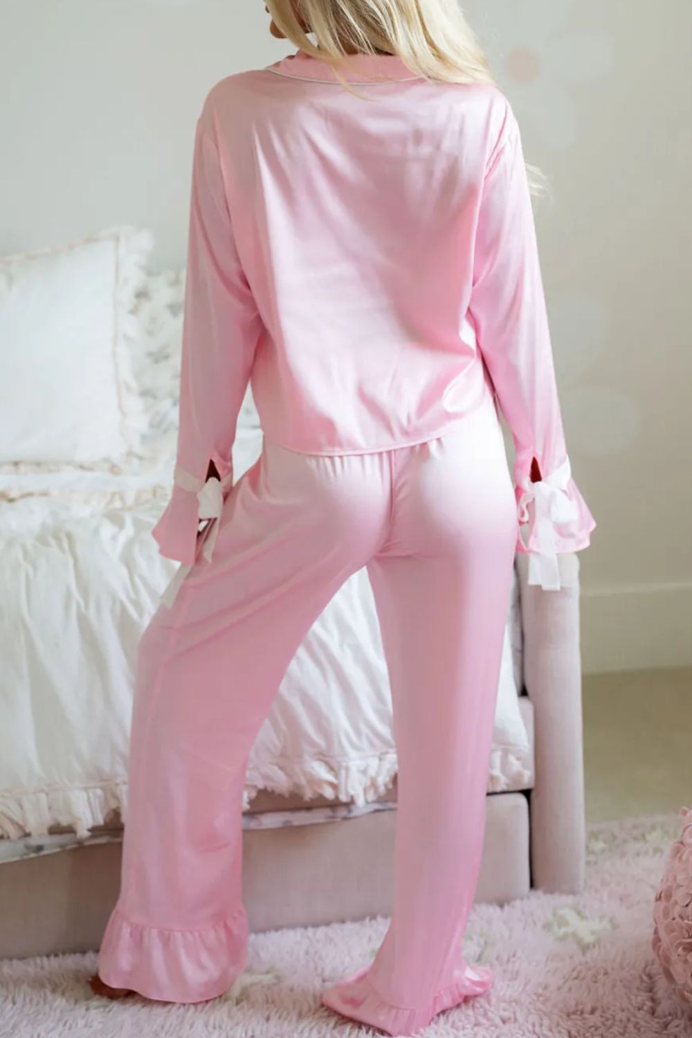 Collared Neck Long Sleeve Top and Pants Lounge Set - Pahabu - Women's Clothing & Shop