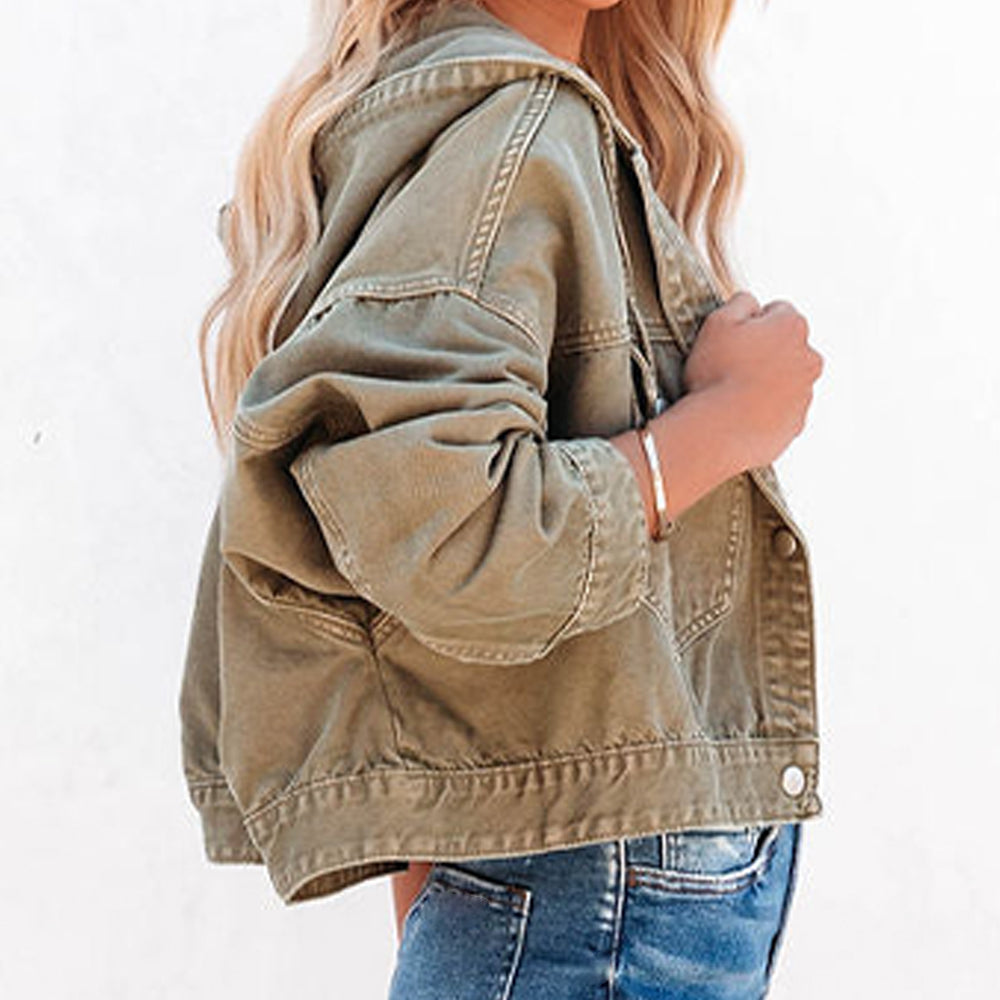 Hooded Dropped Shoulder Denim Jacket - Pahabu - Women's Clothing & Shop