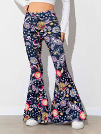 Floral High Waist Flare Leg Pants - Pahabu - Women's Clothing & Shop