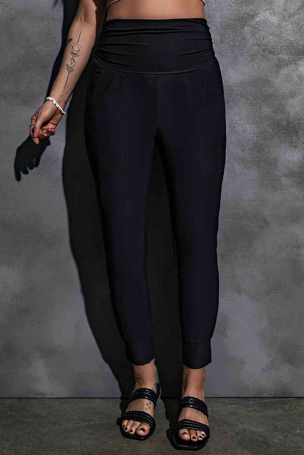 High-Rise Wide Waistband Joggers - Pahabu - Women's Clothing & Shop