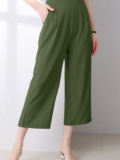 Full Size Pocketed Half Elastic Waist Pants - Pahabu - Women's Clothing & Shop