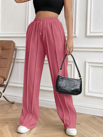 Drawstring Elastic Waist Pants with Pockets - Pahabu - Women's Clothing & Shop
