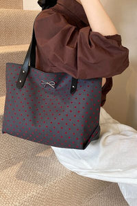 Polyester Bow Polka Dot Tote Bag - Pahabu - Women's Clothing & Shop