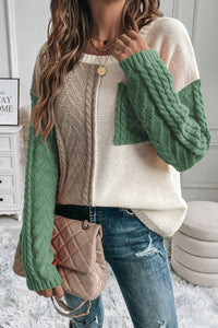 Double Take Full Size Color Block Drop Shoulder Sweater - Pahabu - Women's Clothing & Shop