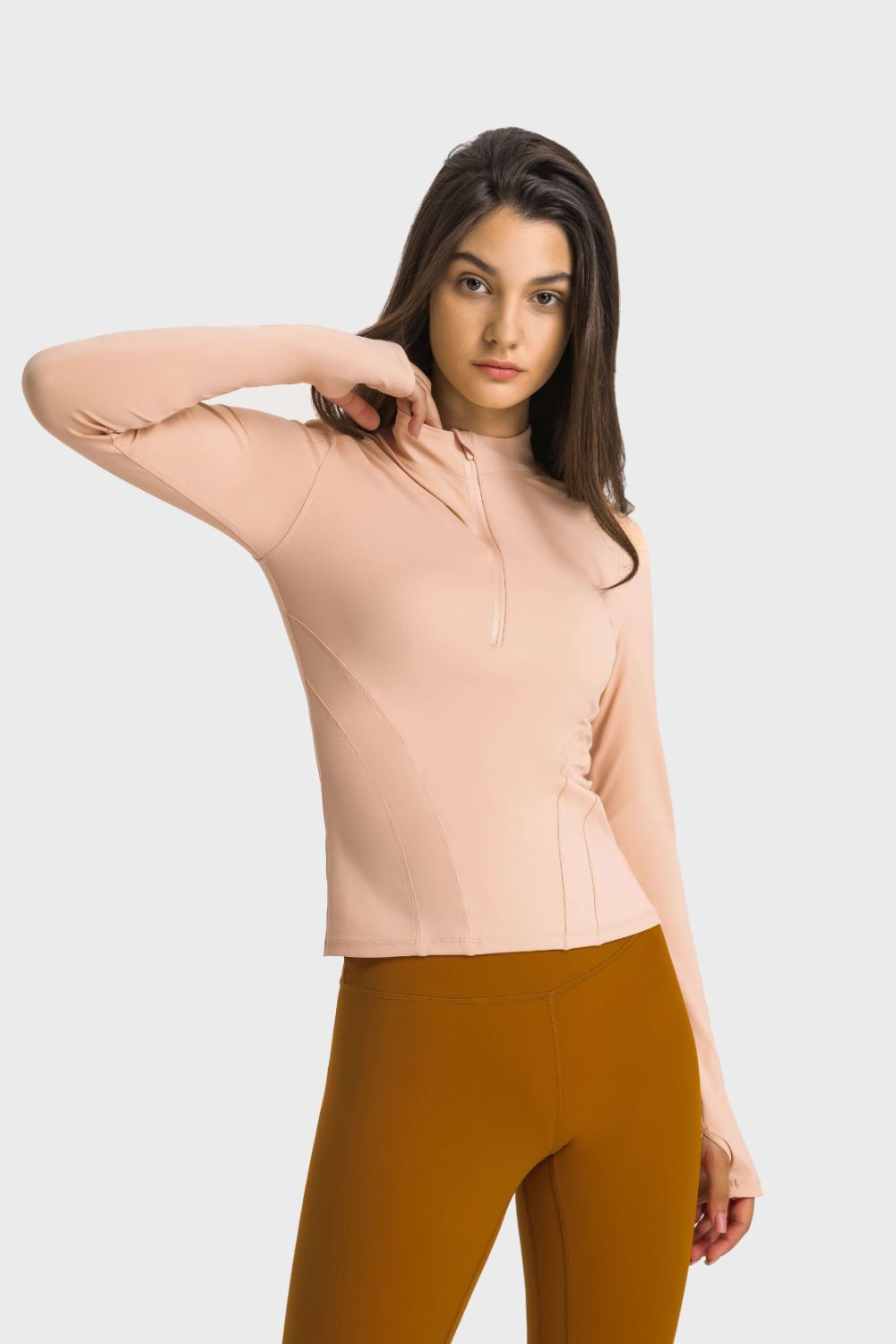 Millennia Half Zip Thumbhole Sleeve Sports Top - Pahabu - Women's Clothing & Shop