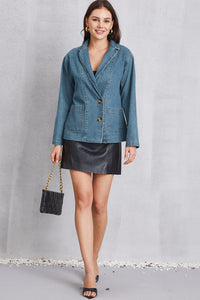 Pocketed Button Up Denim Jacket - Pahabu - Women's Clothing & Shop