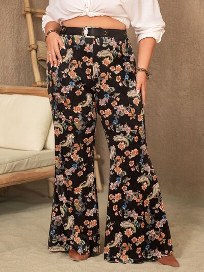Plus Size Wide Leg Printed Pants - Pahabu - Women's Clothing & Shop