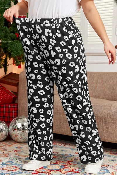 Plus Size Leopard Elastic Waist Pants - Pahabu - Women's Clothing & Shop