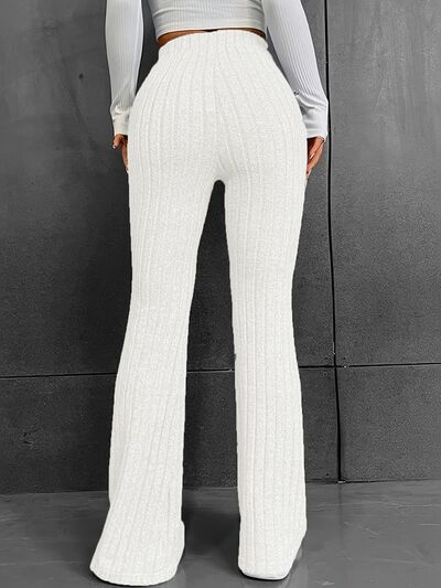 Ribbed High Waist Bootcut Pants - Pahabu - Women's Clothing & Shop