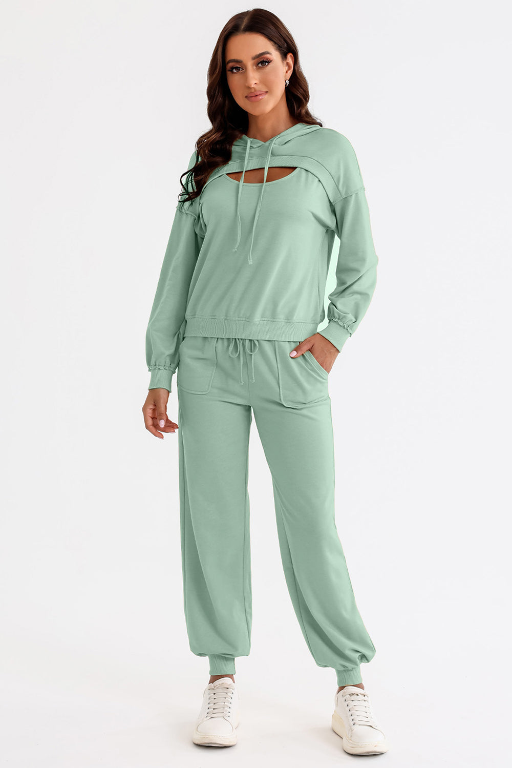 Cutout Drawstring Hoodie and Joggers Active Set - Pahabu - Women's Clothing & Shop