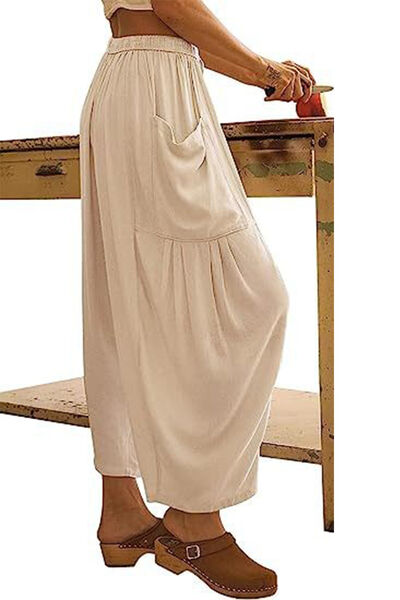 Full Size Pocketed Drawstring Wide Leg Pants - Pahabu - Women's Clothing & Shop