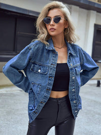 Pocketed Button Down Collared Neck Denim Top - Pahabu - Women's Clothing & Shop