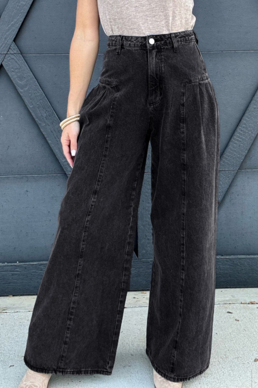 High Rise Wide Leg Jeans with Pockets - Pahabu - Women's Clothing & Shop