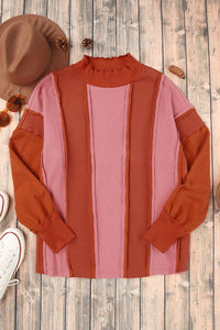 Color Block Exposed Seam Top - Pahabu - Women's Clothing & Shop