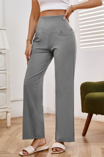 High Waist Wide Leg Pants with Pockets - Pahabu - Women's Clothing & Shop