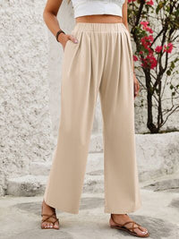 Elastic Waist Wide Leg Pants - Pahabu - Women's Clothing & Shop
