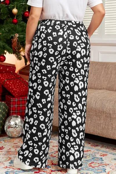 Plus Size Leopard Elastic Waist Pants - Pahabu - Women's Clothing & Shop