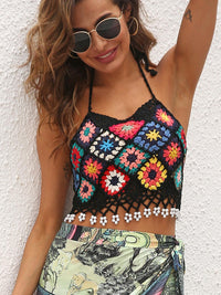 Geometric Halter Neck Swim Top - Pahabu - Women's Clothing & Shop