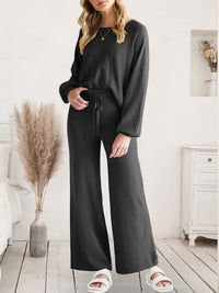 Long Sleeve Lounge Top and Drawstring Pants Set - Pahabu - Women's Clothing & Shop