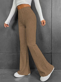 Ribbed High Waist Bootcut Pants - Pahabu - Women's Clothing & Shop