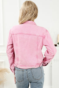 Pocketed Button Up Collared Neck Denim Jacket - Pahabu - Women's Clothing & Shop