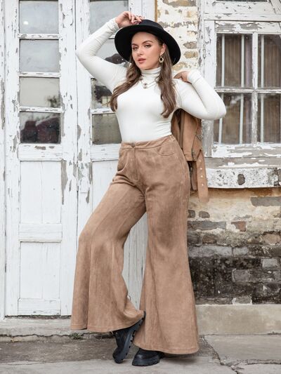 Plus Size Pocketed Flare Pants - Pahabu - Women's Clothing & Shop