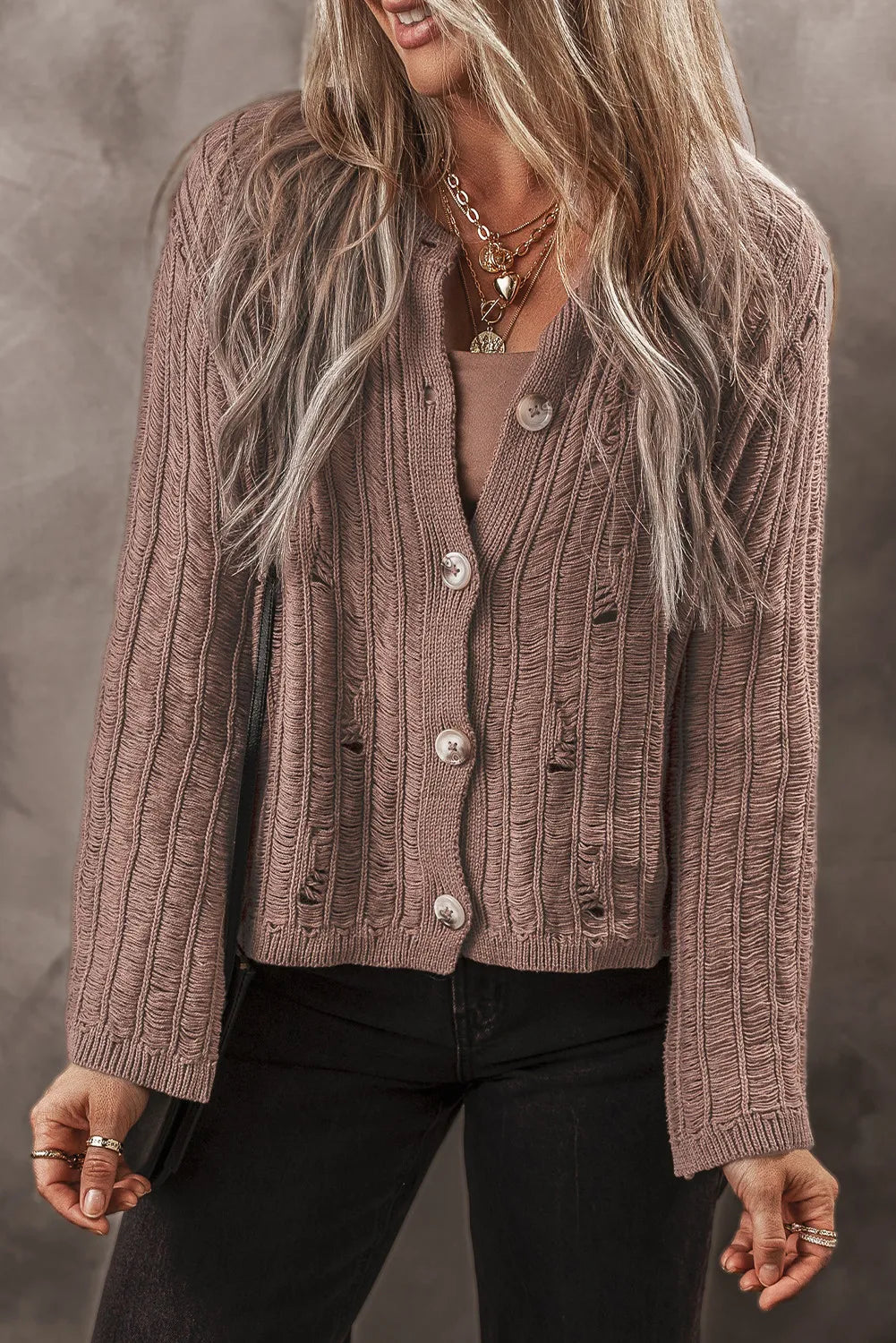 Button Up Long Sleeve Cardigan - Pahabu - Women's Clothing & Shop