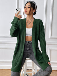 Open Front Long Sleeve Cardigan - Pahabu - Women's Clothing & Shop