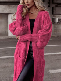 Lantern Sleeve Pocketed Cardigan - Pahabu - Women's Clothing & Shop