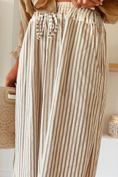 Pocketed Striped Wide Leg Pants - Pahabu - Women's Clothing & Shop