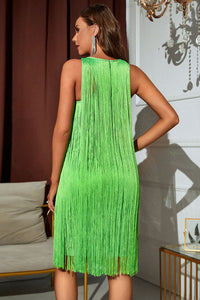 Sleeveless Round Neck Fringe Dress - Pahabu - Women's Clothing & Shop