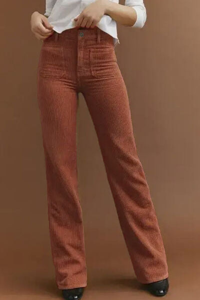Pocketed High Waist Straight Leg Pants - Pahabu - Women's Clothing & Shop