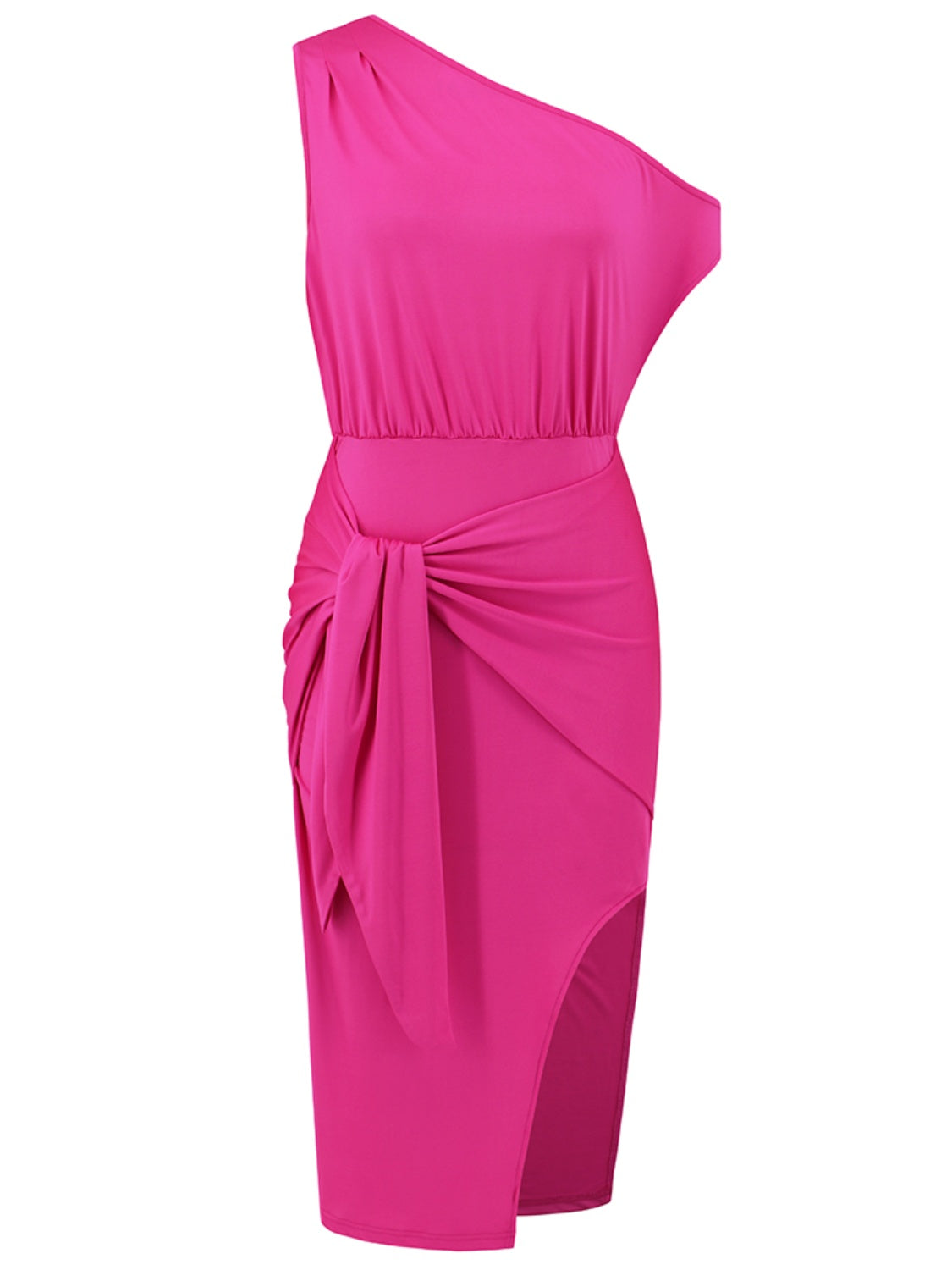Slit Tied Single Shoulder Dress - Pahabu - Women's Clothing & Shop