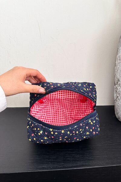 Floral Quilted Clutch with Plaid Lining - Pahabu - Women's Clothing & Shop