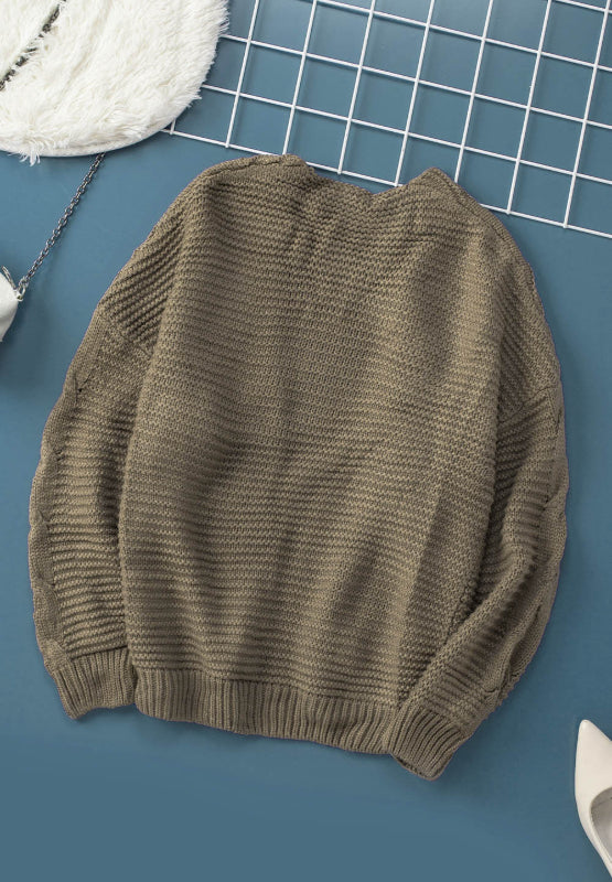 Cable-Knit Open Front Cardigan - Pahabu - Women's Clothing & Shop