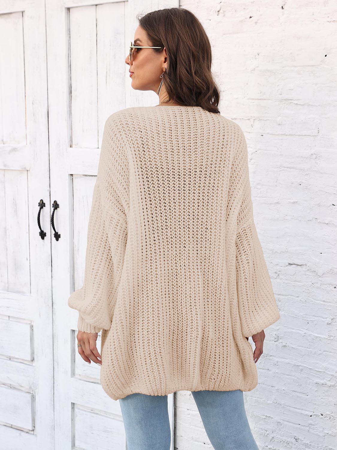 Open Front Dropped Shoulder Longline Cardigan - Pahabu - Women's Clothing & Shop