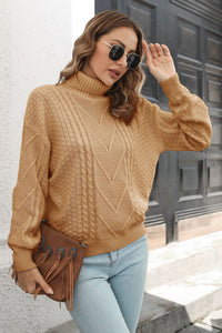 Cable-Knit Turtleneck Sweater - Pahabu - Women's Clothing & Shop