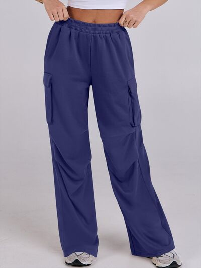 Elastic Waist Wide Leg Pants with Pockets - Pahabu - Women's Clothing & Shop