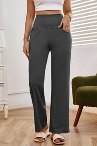 High Waist Wide Leg Pants with Pockets - Pahabu - Women's Clothing & Shop