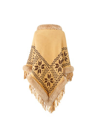 Fringe Geometric Cape Sleeve Poncho - Pahabu - Women's Clothing & Shop