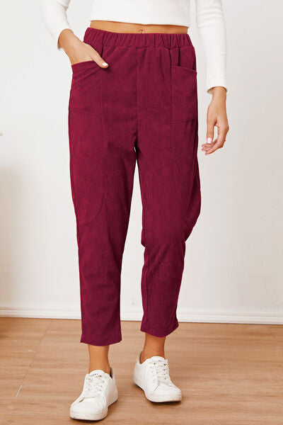 Pocketed Elastic Waist Pants - Pahabu - Women's Clothing & Shop