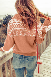 Zip-Up Mock Neck Dropped Shoulder Pullover Sweater - Pahabu - Women's Clothing & Shop