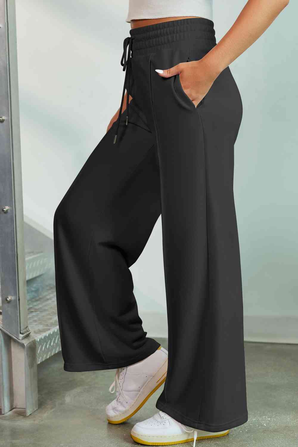 Drawstring Wide Leg Pants with Pockets - Pahabu - Women's Clothing & Shop