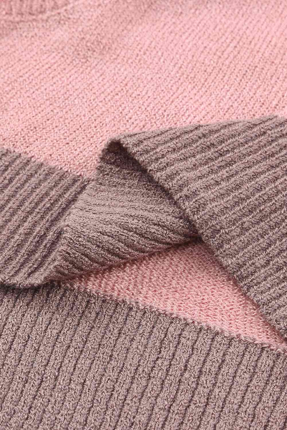 Color Block Drawstring Side Slit Hooded Sweater - Pahabu - Women's Clothing & Shop
