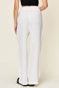 Double Take Full Size Texture Drawstring Wide Leg Pants - Pahabu - Women's Clothing & Shop