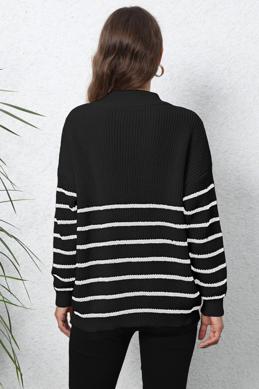 Mock Neck Long Sleeve Zip-Up Sweater - Pahabu - Women's Clothing & Shop