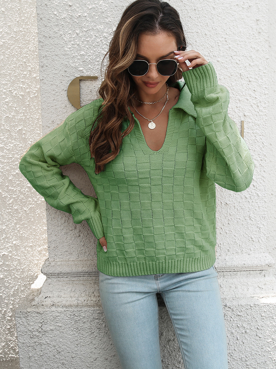 Johnny Collar Dropped Shoulder Sweater - Pahabu - Women's Clothing & Shop