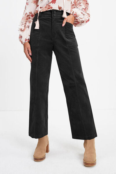 Half Elastic Waist Straight Pants - Pahabu - Women's Clothing & Shop